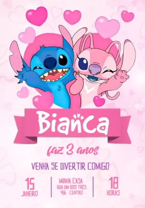 Convite Stitch E Angel Lilo para mais pesquisados