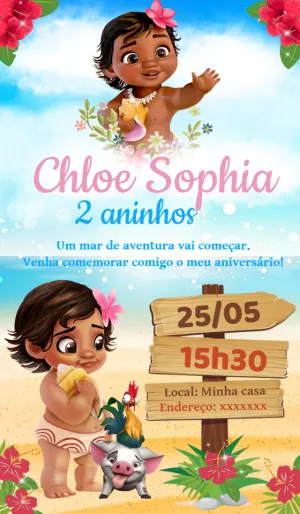 Convite Moana Baby Aquarela para mais pesquisados