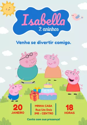 Convite Peppa Pig Infantil para mais pesquisados
