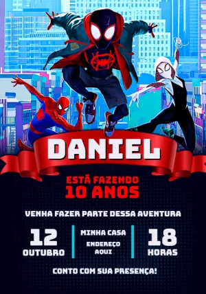 Convite Homem Aranha No Aranhaverso Menina para mais pesquisados