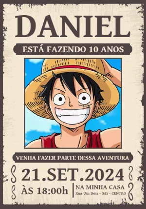 Convite One Piece Wanted Onepiece para mais pesquisados