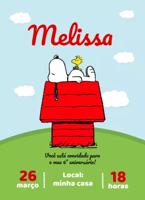 Convite Snoopy Colorido para mais pesquisados