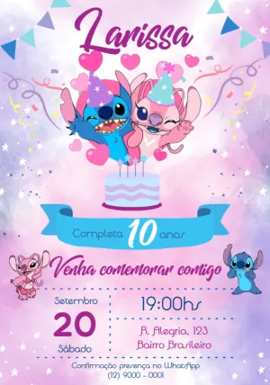 Convite Stitch E Angel Azul para mais pesquisados