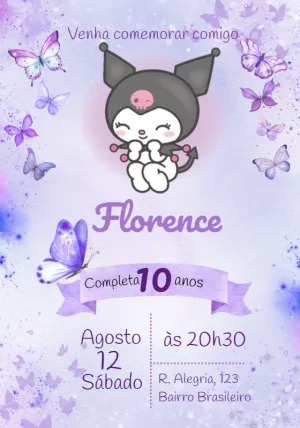 Convite Kuromi Sanrio para mais pesquisados