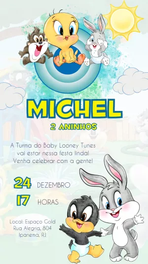 Convite Baby Looney Tunes Infantil para mais pesquisados