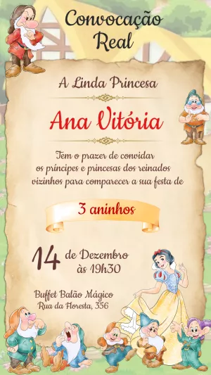Convite Branca De Neve E Os Sete Anões Floresta para mais pesquisados