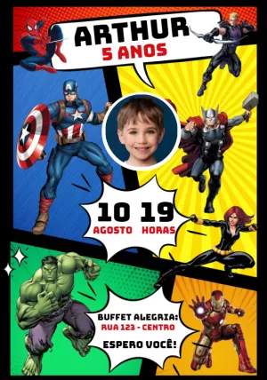 Vingadores Com Foto Menino