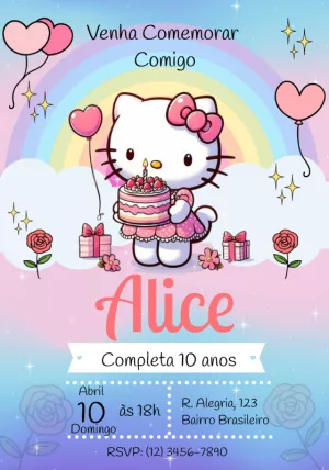 Convite Hello Kitty Sanrio para mais pesquisados