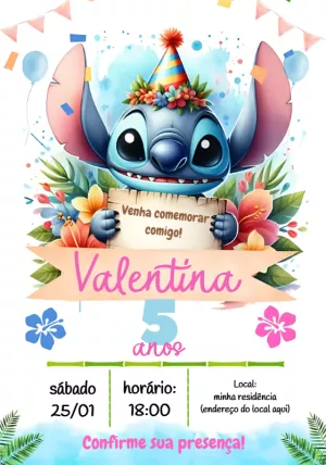 Convite Stitch Menina para mais pesquisados