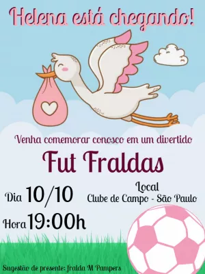 Convite Fut Fraldas Futebol Menina Bola para mais pesquisados