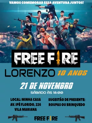 Convite Free Fire Digital para mais pesquisados