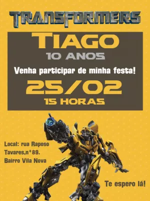 Convite Transformers Amarelo para mais pesquisados