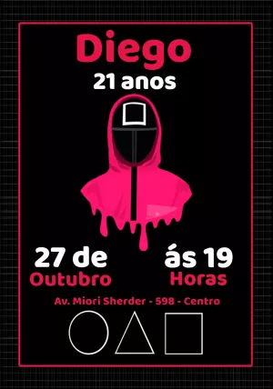 Convite Round 6 Squid Game Triângulo para mais pesquisados