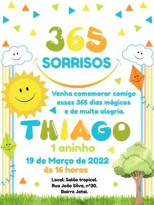 Convite 365 Sorrisos Colorido para mais pesquisados