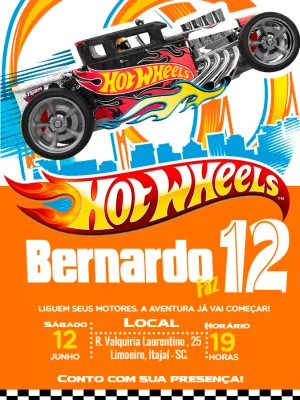 Convite Hot Wheels Carro para mais pesquisados