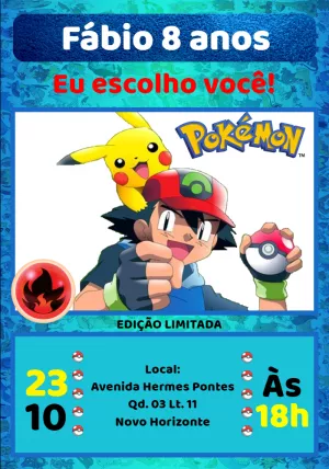 Convite Pokemon Colorido para mais pesquisados