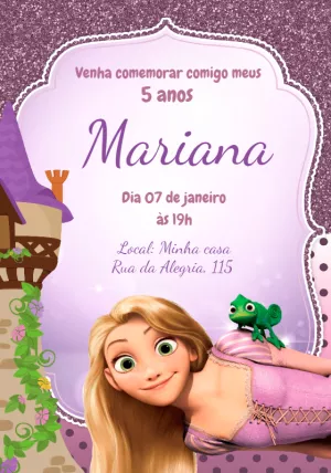 Convite Rapunzel Enrolados Glitter para mais pesquisados