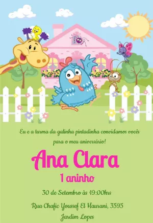 Convite Galinha Pintadinha Menina para mais pesquisados