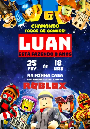 Convite Roblox Colorido para mais pesquisados