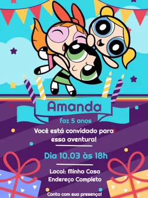 Convite Meninas Super Poderosas Festa para mais pesquisados