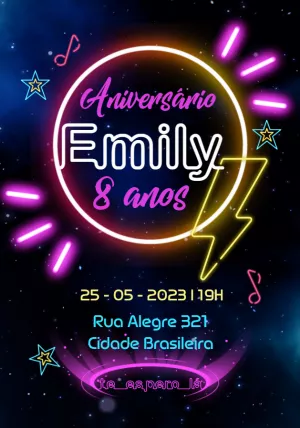 Convite Neon Colorido para mais pesquisados