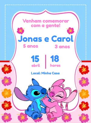 Convite Lilo E Stitch Online para mais pesquisados