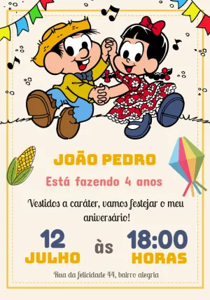 Convite Chico Bento Arraiá Turma para mais pesquisados