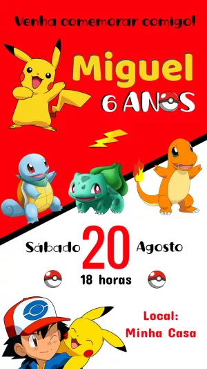 Convite Pokemon Branco para mais pesquisados