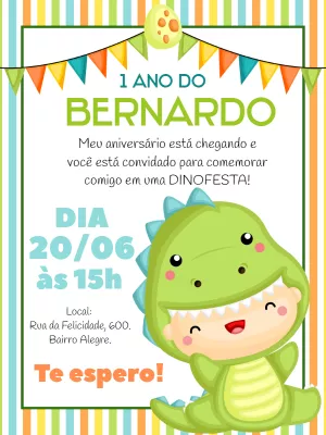 Convite Dinossauro Baby Cute para mais pesquisados