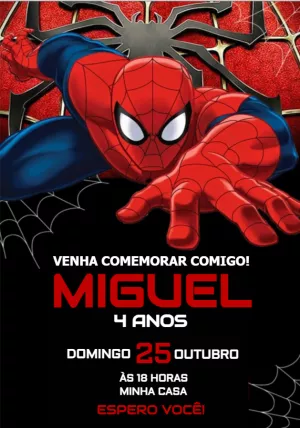 Convite Homem Aranha Editar para mais pesquisados