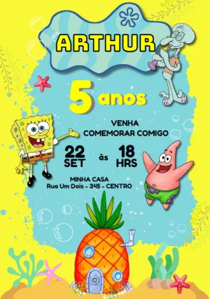 Convite Bob Esponja Quadrada para mais pesquisados