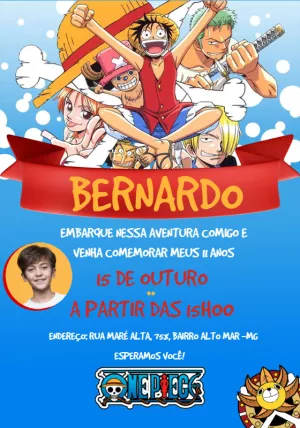 Convite One Piece Pirata para mais pesquisados