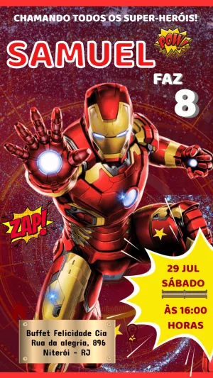 Convite Homem De Ferro Marvel para mais pesquisados