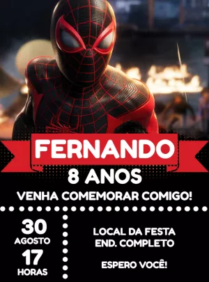 Convite Homem Aranha 2 - Jogo Video para mais pesquisados