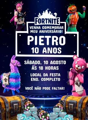Convite Fortnite Branco para mais pesquisados