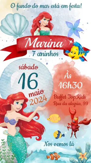 Convite A Pequena Sereia Ariel para mais pesquisados