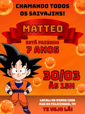Convite Dragon Ball Goku Dragão para mais pesquisados