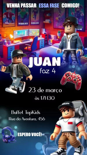 Convite Roblox Menino Robux para mais pesquisados