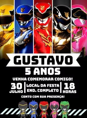 Convite Power Rangers Super para mais pesquisados