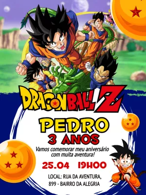 Convite Dragon Ball Z Azul para mais pesquisados