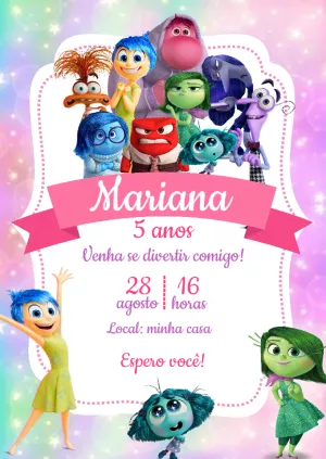 Convite Divertida Mente 2 Alegria para mais pesquisados
