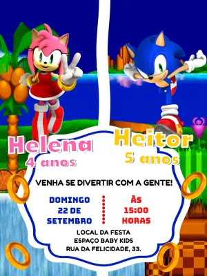 Duplo Sonic E Amy Rosa Gamer