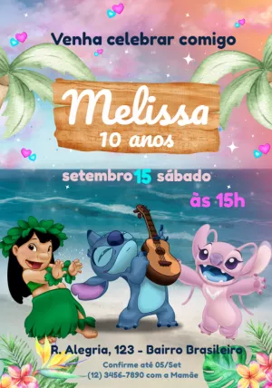Convite Lilo E Stitch Angel para mais pesquisados
