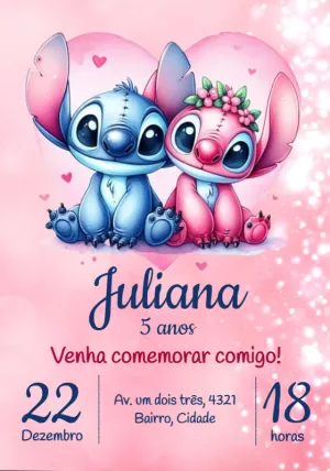 Convite Stitch E Angel Festa para mais pesquisados