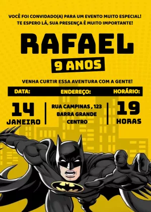 Convite Batman Batmam para mais pesquisados
