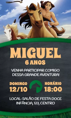 Convite Spirit O Corcel Indomável Menino Festa para mais pesquisados