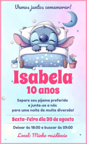 Convite Festa Pijama Stitch Menina para mais pesquisados