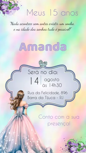 Convite 15 Anos Debutante Azul para 15 anos