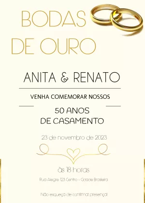 Bodas De Ouro Dourado - 50 Anos Casamento Aliança