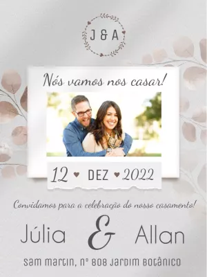 Convite Casamento Com Foto Branco para casamento